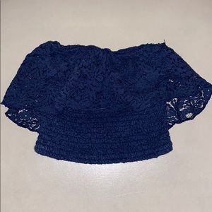 Lacey ruffled tube top